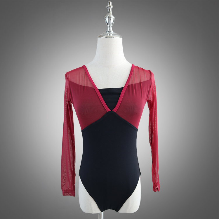 Long mesh sleeves Ballet Dance Bodysuit Cotton Leotards