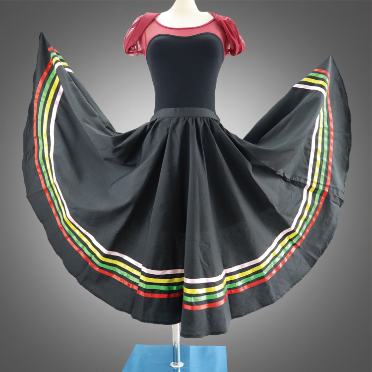 Full length long black dance skirt black nylon char