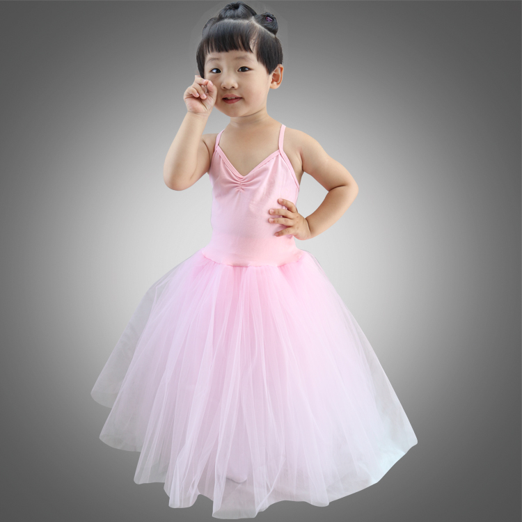 Wholesale kids long ballet dance dress pink tulle g