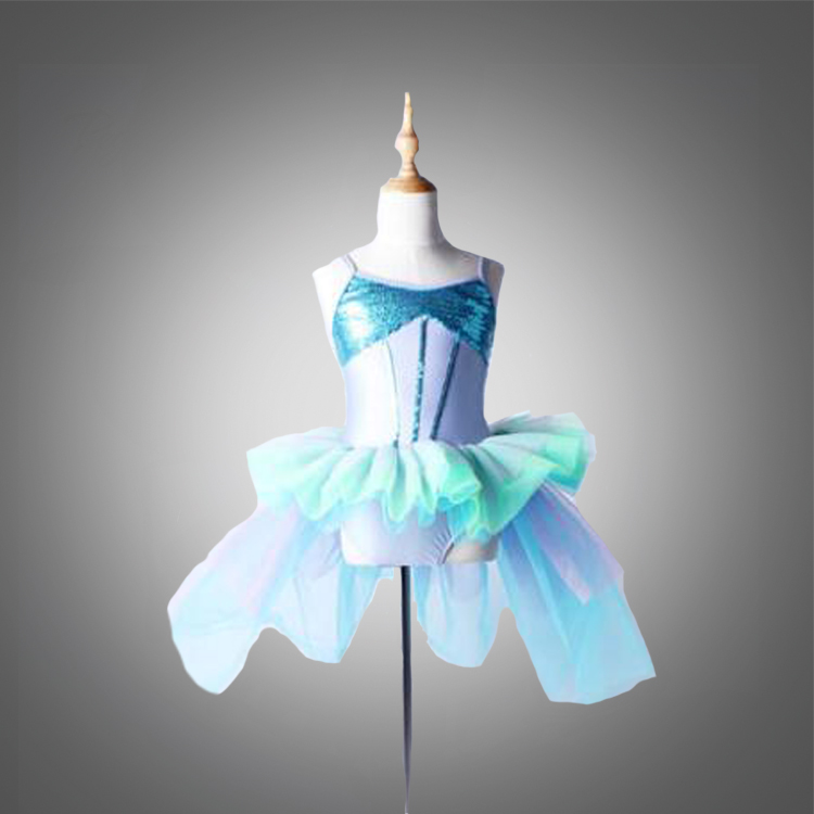 Turquoise sparkling mermaid dance ballet children ballroom d